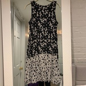 Loft black and white flower patterned dress